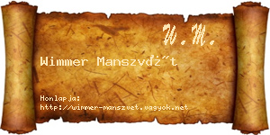 Wimmer Manszvét névjegykártya
